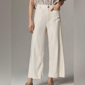 NWT Maeve Colette Linen Cropped Wide-Leg Pant